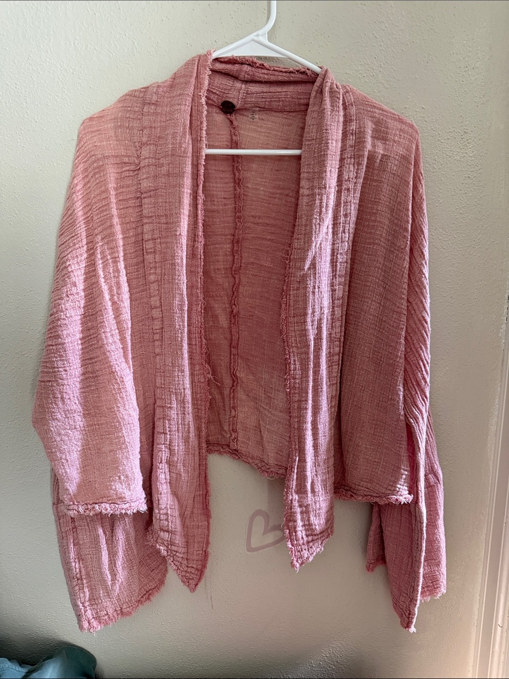 Free People Dusty Rose Open-Front Textured Cardigan